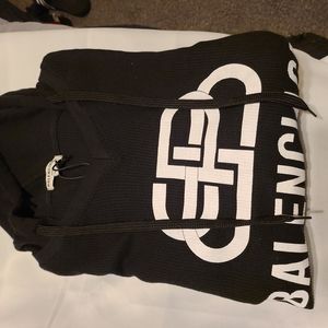 MENS XL PIXELATED LOGO( BLACK & WHITE) LONGSLEEVE HOODIE:BY BALENCIAGA